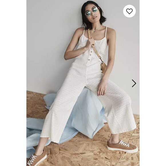 Madewell Women's $98 Textured Cover Up Jumpsuit Lighthouse Size S NE313 - Picture 2 of 7